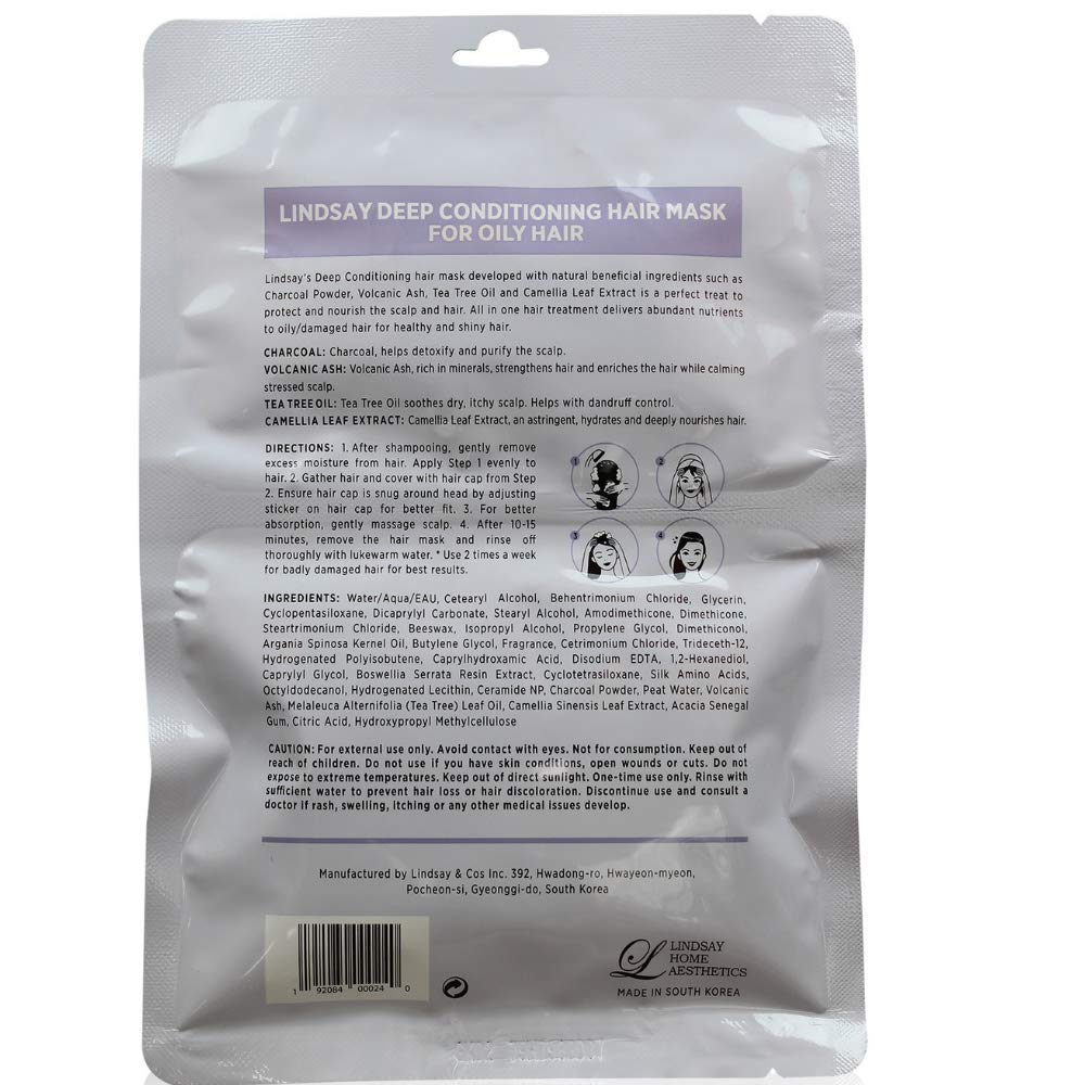 Lindsay Home Aesthetics Deep Conditioning Hair Mask for Oily Hair-Infused with Charcoal, Volcanic Ash, Tea Tree Oil-Help Balance Oil, Soothes the Scalp and Encourages Hair Growth, 1 oz (Pack of 3)