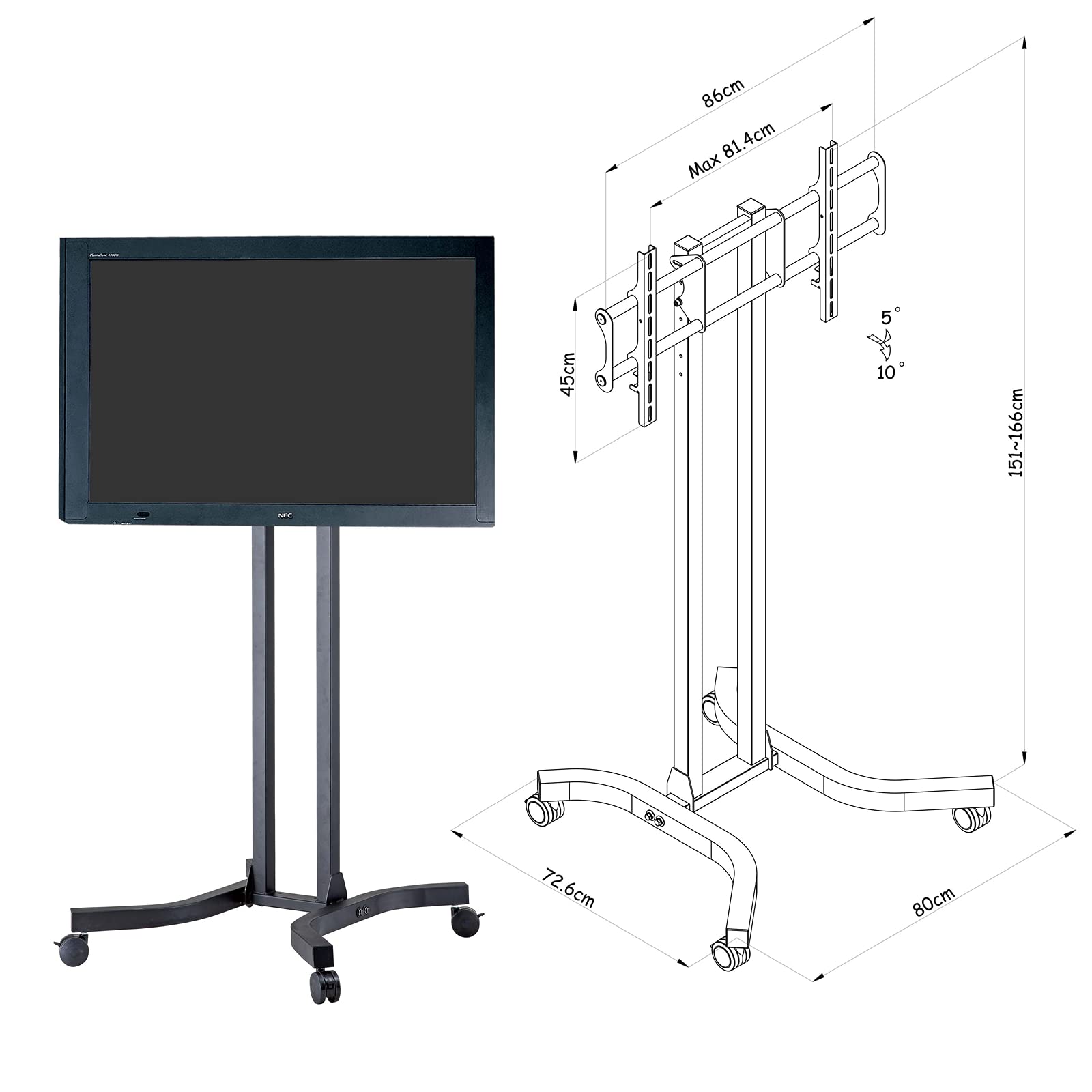 BEMATIK - Supporto Cavalletto Mobile Con Ruote Allo Schermo TV 32-42
