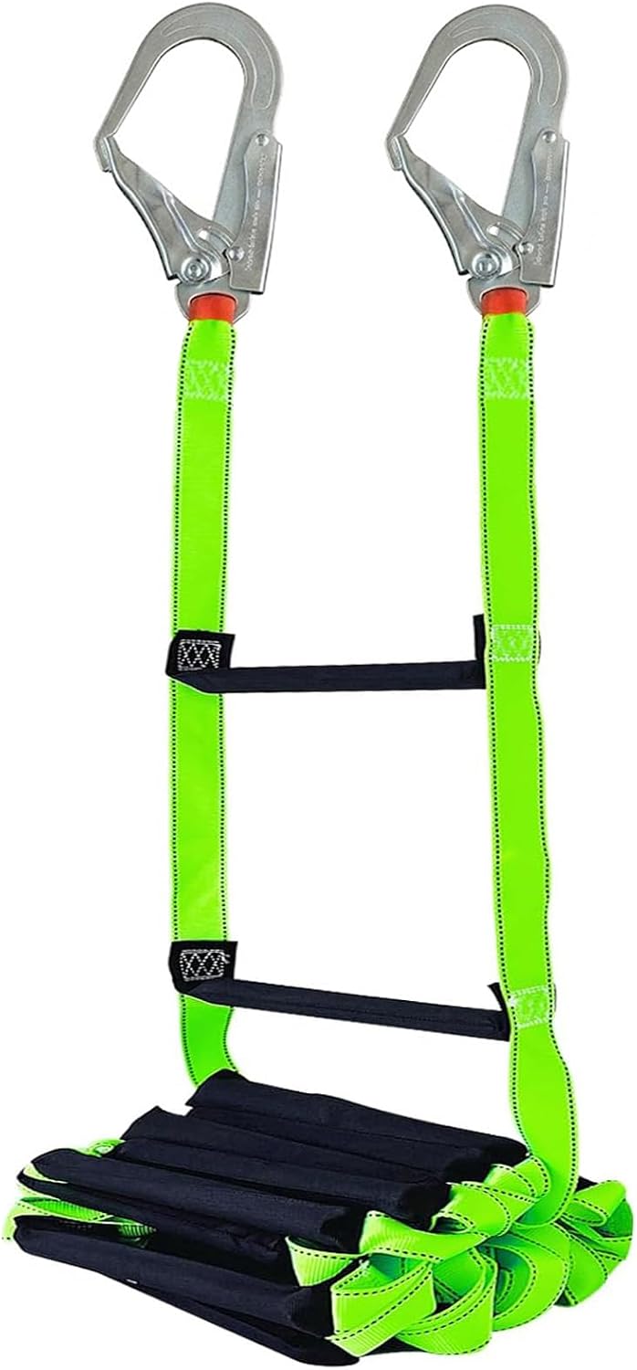 Fire Escape Ladder with 2 Heavy-Duty Hooks – 10 Feet Emergency Fire Ladder, Safety Rope Ladder for 2-3 Story Homes, Balcony, Treehouse, Green