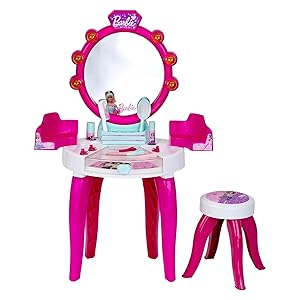 Theo Klein Barbie - Juego de muebles en miniatura para estudio de belleza, color rosa