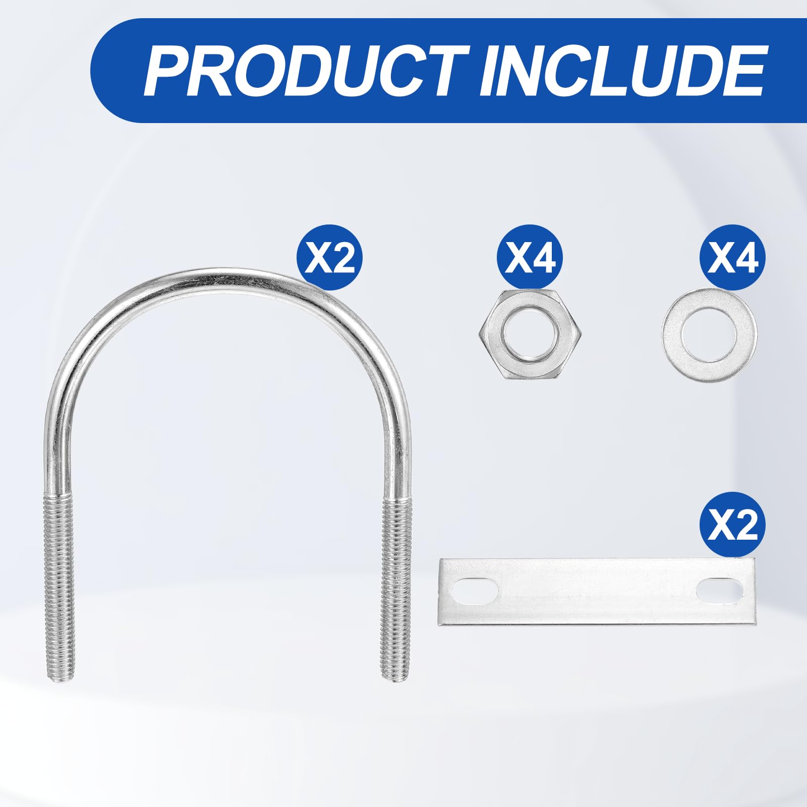 METALLIXITY U Bolts 2 Sets (5/16"(M8) x2.99"x4.05"), Round U Bolt Kits 304 Stainless Steel with Accessories - Image 3