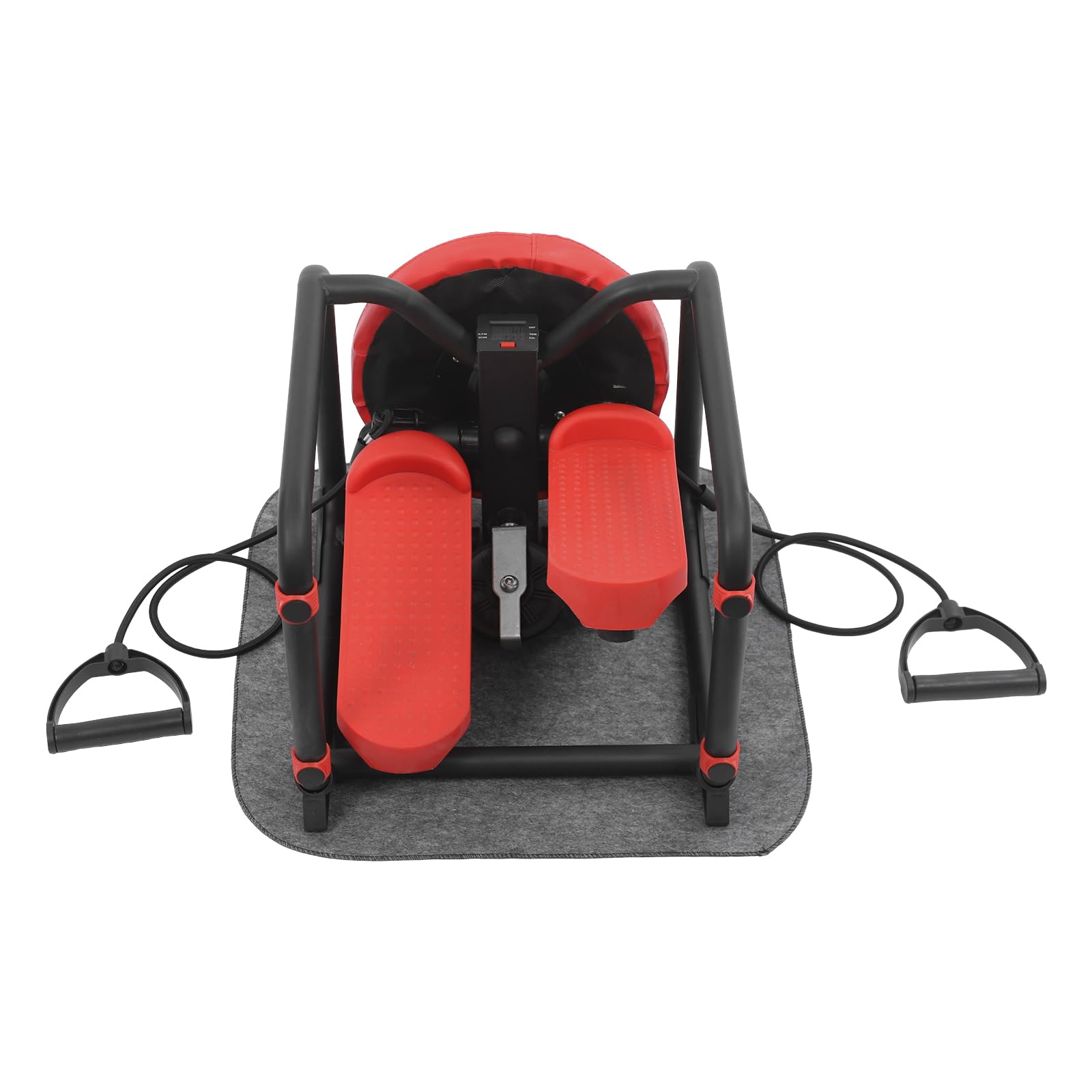 Stepper per casa, cyclette con display a LED e bande di resistenza, mini stepper idraulico per fitness fino a 100 kg, allenamento silenzioso per gambe per tutto il corpo, nero e rosso