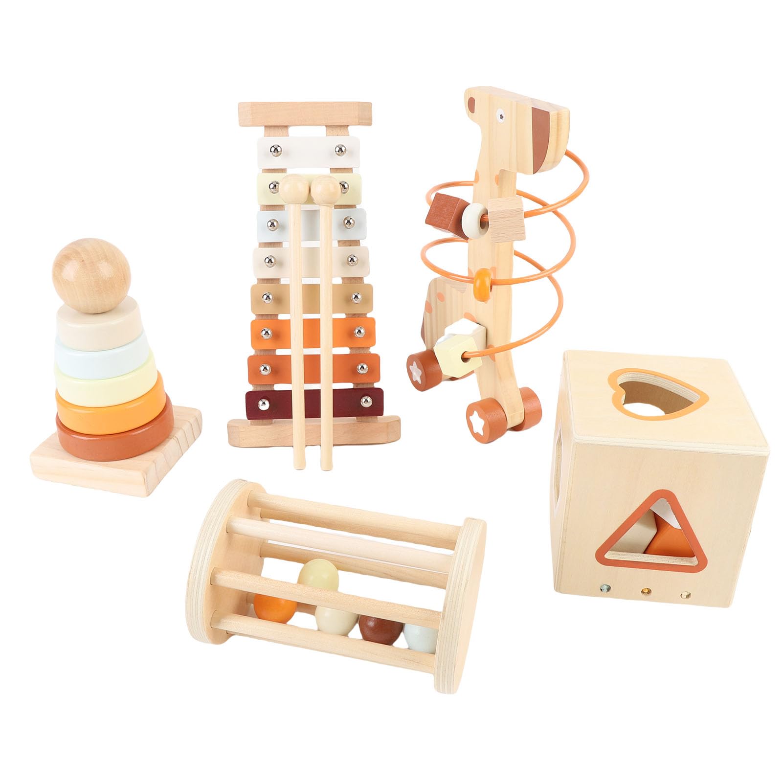 Set di Strumenti a Percussione in Legno Dal Design Unico, Che Sviluppa abilità di Coordinazione Occhio-mano, Viene Fornito con Blocchi di Smistamento delle Forme, Giocattoli per Animali e