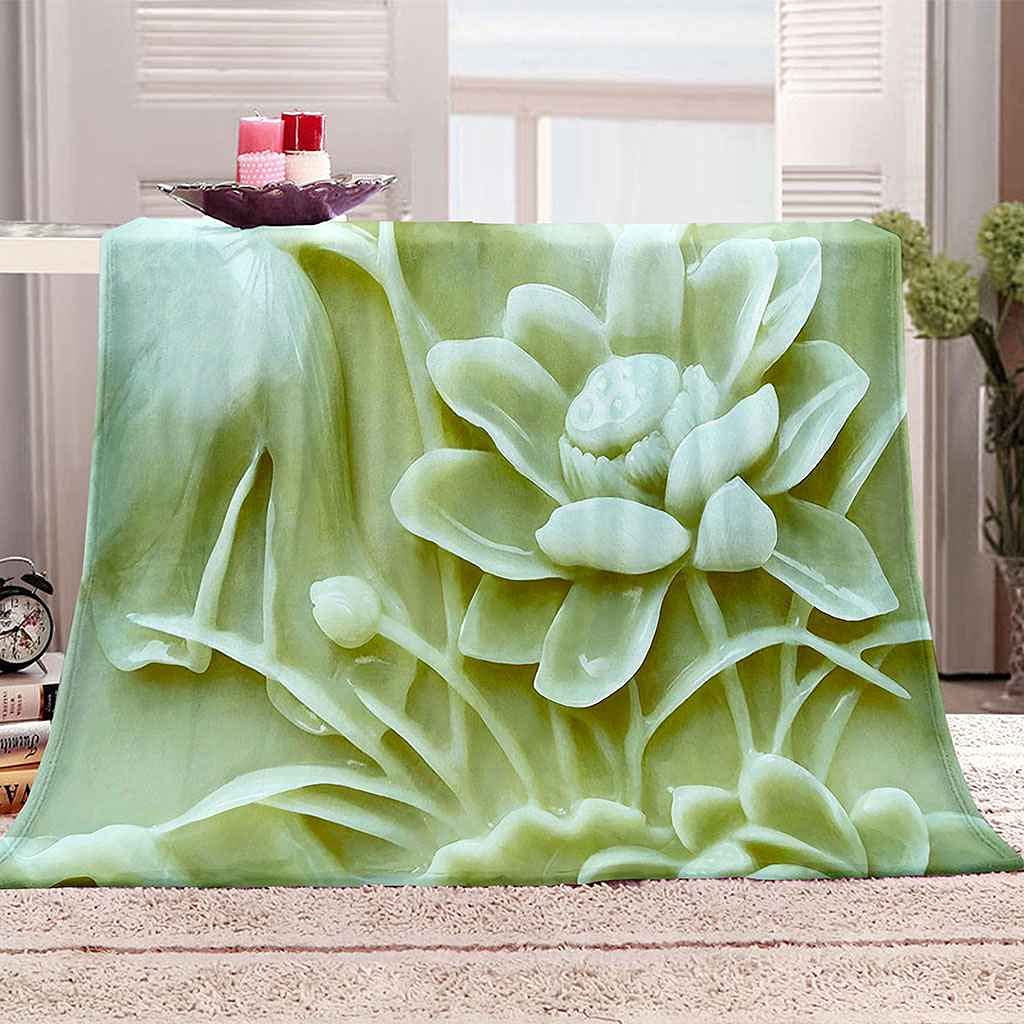 Couverture pour toutes les saisons plaid chaud anti-frisson flanelle verte de lit
