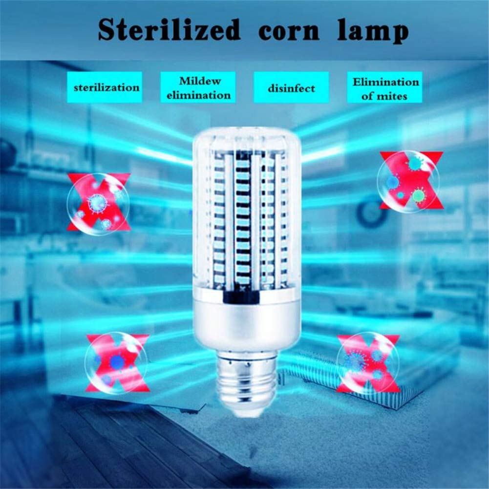 40W UV Esterilizador Lámpara, filtro de 130 granos de la lámpara LED E27 Bombillas maíz portátil lámparas ultravioleta UVC accesorio ligero de aire para el hogar Animales,Lamp + Remote Control