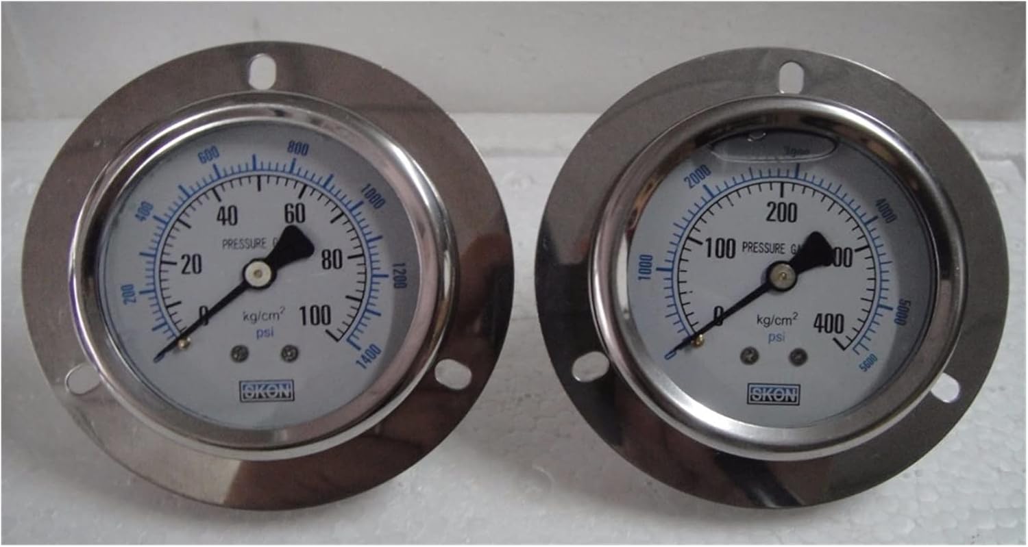 Brass Movement Pressure Gauge R Rear Pressure Gauge Shock-Proof Oil-Filled Pressure Gauge (Pressure Range : -760mmHg-0) (5KG)