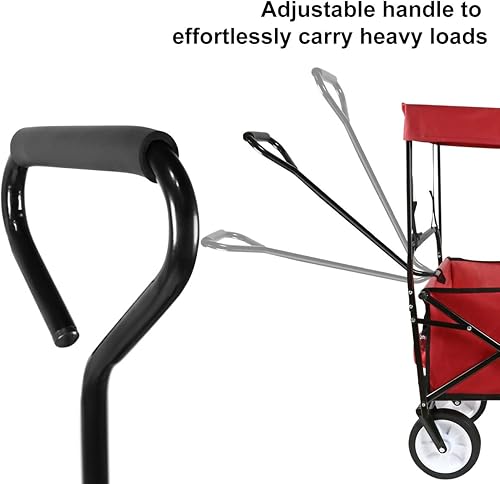 Miniatura 5 de Carro de mano plegable para exteriores, resistente, portátil, con ruedas de hule de 8 pulgadas y soporte para bebida, adecuado para ir de compras y