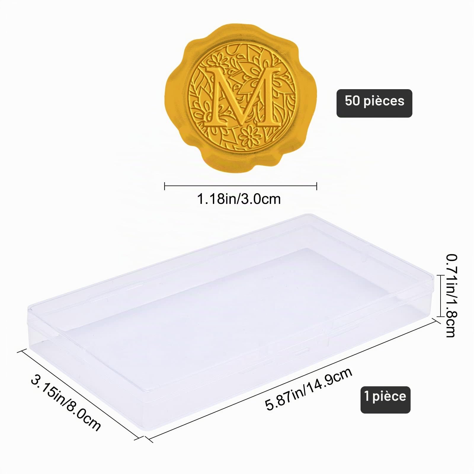 craspire 50PCS Initiales M Classique Vintage Sceau de Cire Autocollants Sceau de Cire Timbre 1 Boîte Auto-Adhésif Préfabriqué Cire Sceau Autocollants 1.18 pouces/30mm pour Invitationping Scrapbooking
