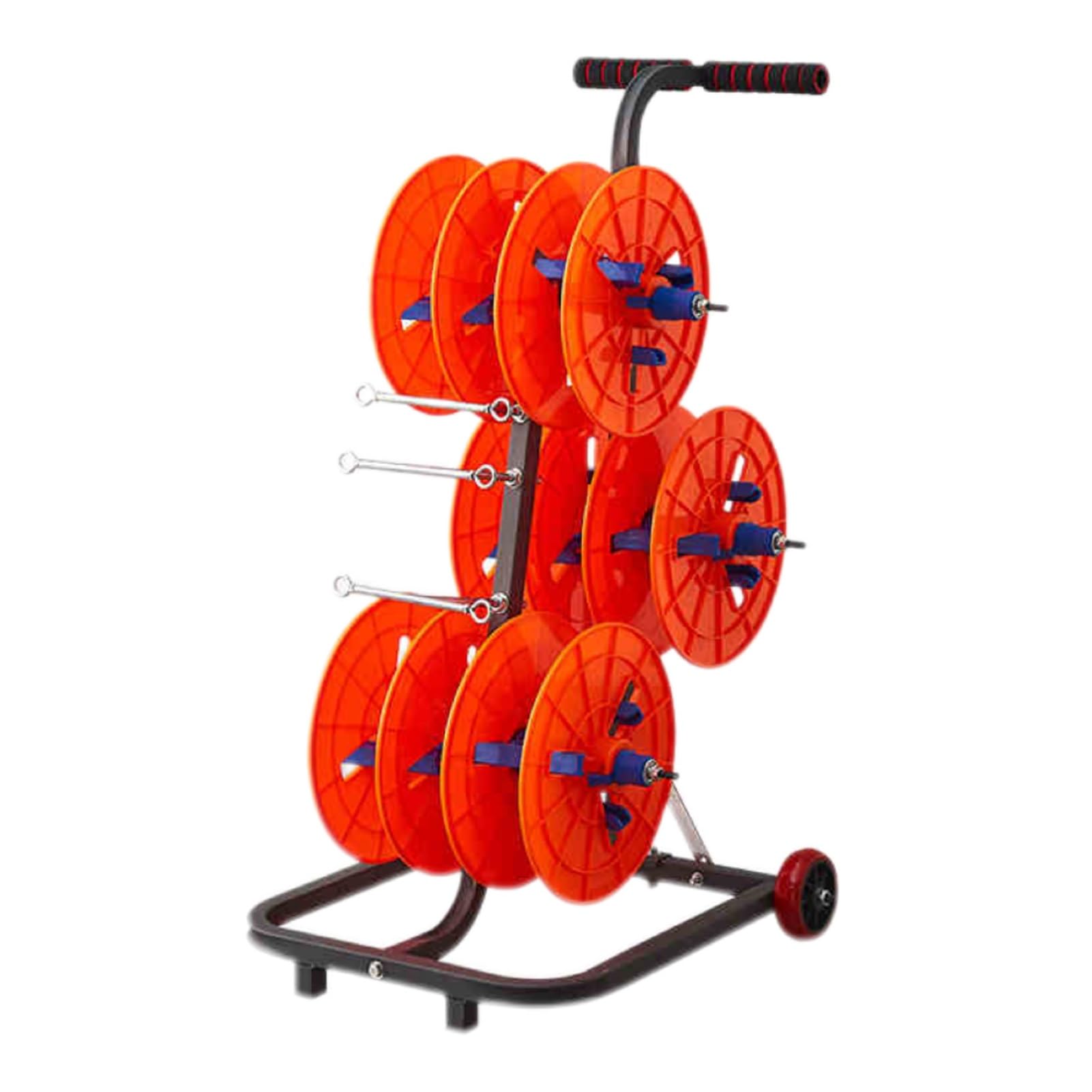 ZFUCMAYL Wire Spool Rack,4/6 Axle Cable Caddy,Wire/Cable Dispenser with Wheels,with Tool Box,Wire Pulling Tools for Wire Pullers and Duct Reels(Without Tool Box,6 Reel)