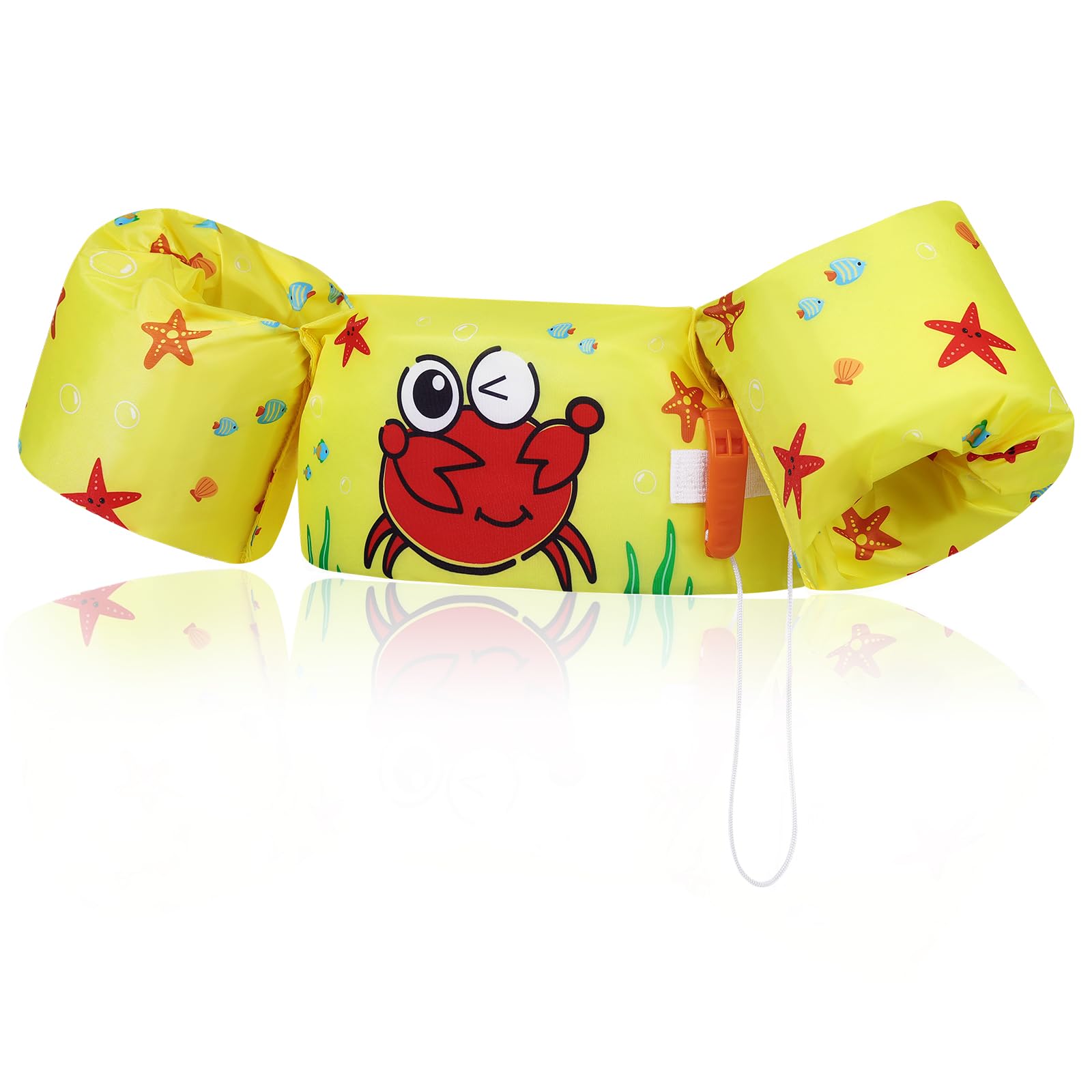 MoKo Swim Arm Band for Kids, Children Swim Vest Cute Cartoon Swimming Wings Pool Floats Sleeve Toddlers Water Device Beach Sports Learning Swim Training Equipment, Yellow Crab — image 1