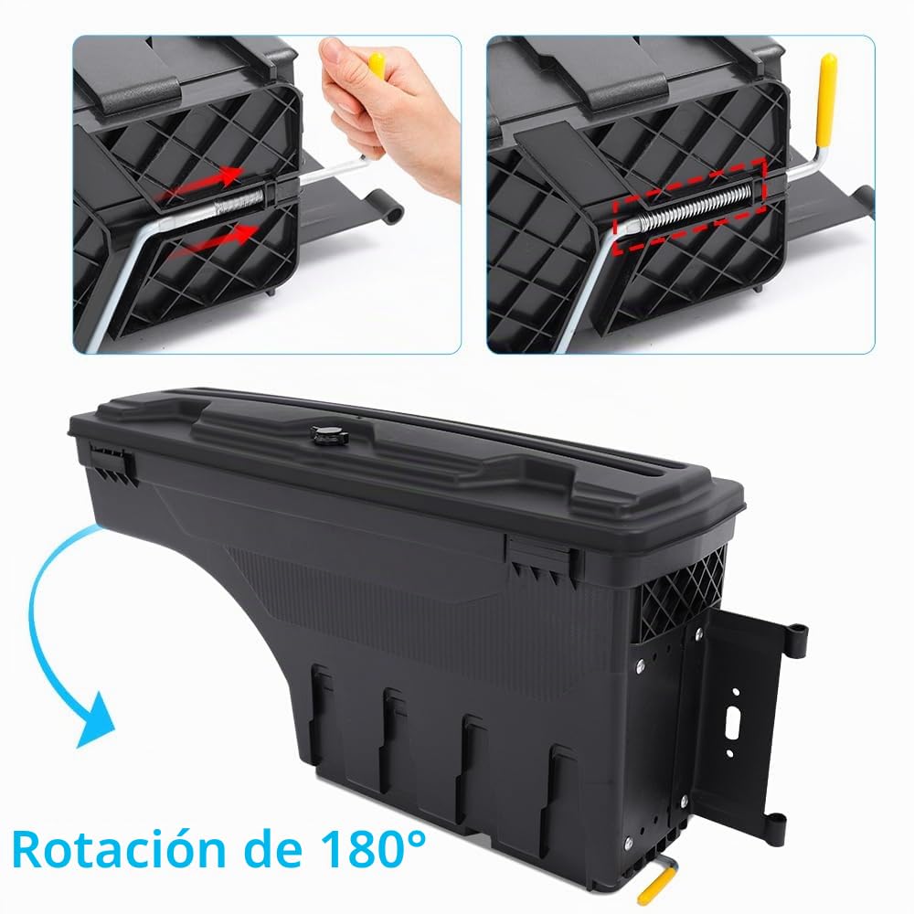 Caja de herramientas de almacenamiento para Ford Ranger 2023 2024 T9 Pickup Wildtrak Raptor XL XLT Limited Tremor Platinum Caja de herramientas Organizador 180° Swing Case (lado derecho)