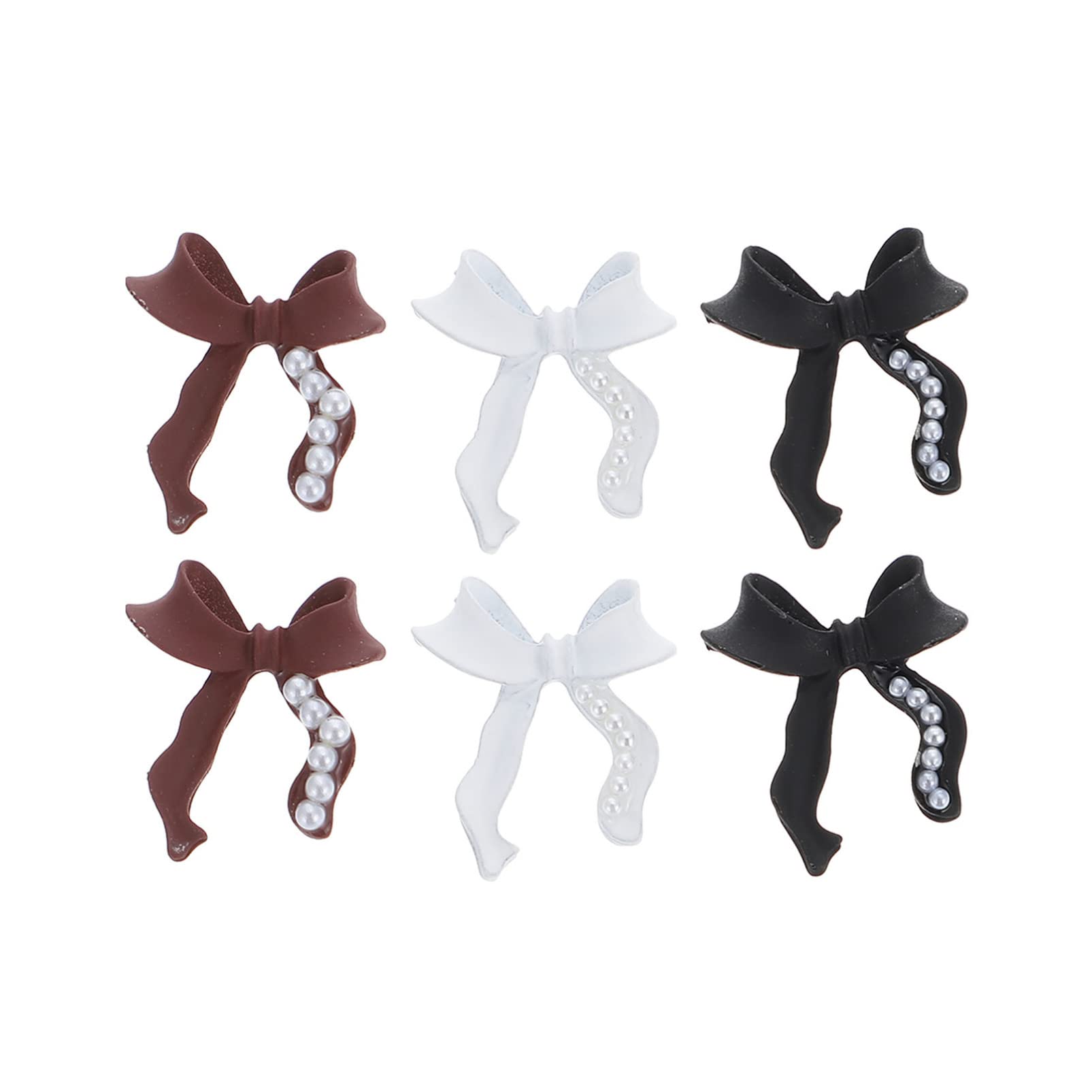 Gatuida Nail Art Decor 6pcs Pearl Bow Nail Diamond DIY Manicure Ornament Easy to Use Fashion
