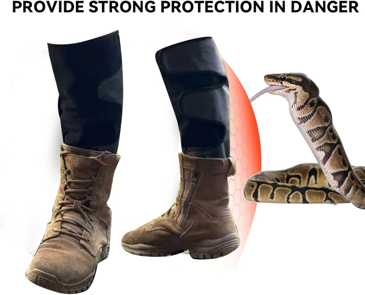 Zunate Snake Bite Protective Gaiters, Adjustable Breathable Lower Leg Guards for Hiking, Camping, and Outdoor Activities in Snake Prone Areas