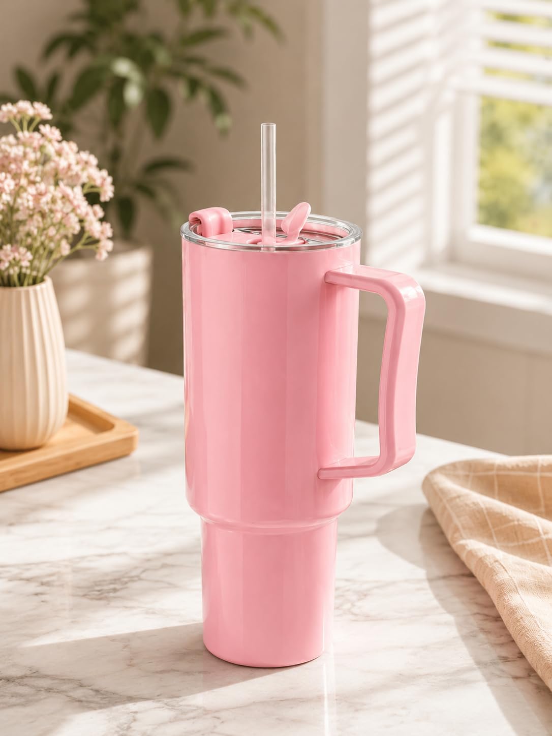 Clazkit 1800ML Pink Plastic Tumbler - Image 1
