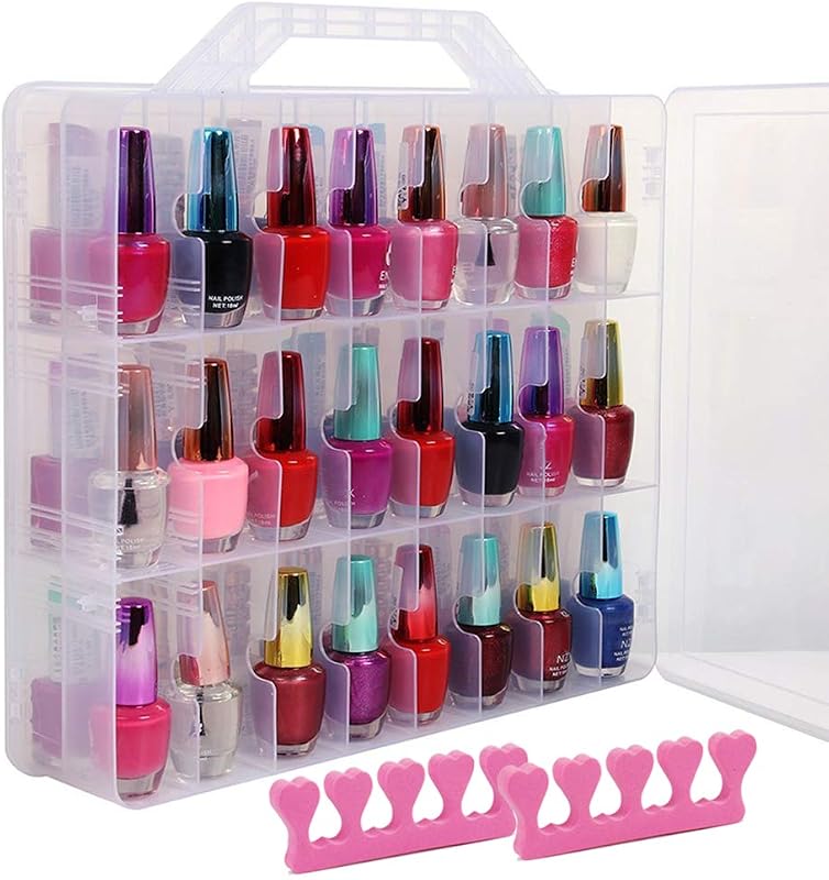 Maleta organizadora transparente SUBAY para esmaltes, 48 compartimentos e 6 divisórias ajustáveis