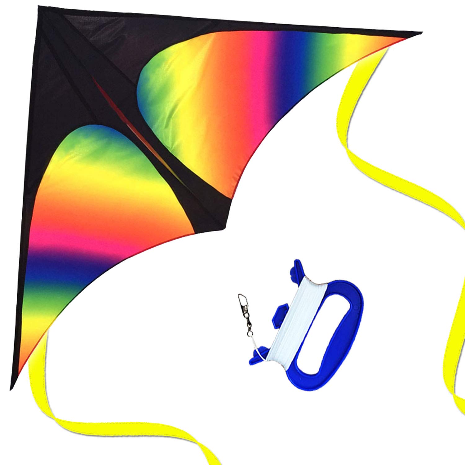Amazon.com: HONBO Huge Rainbow Delta Kites for Kids and Adults-60 Wide with  9.5' Long Tail- Easy Flyer - Kit Line and Swivel Included- Good for Outdoor  Games and Summer The Beach Toys