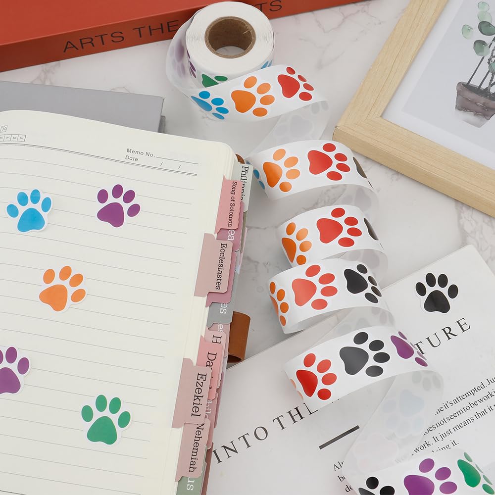 Kolorowe naklejki z motywem łapy psa, 2,5 cm, 500 sztuk, dla dzieci, kreskówkowe naklejki, nagrody, prezenty, koperty, scrapbooking