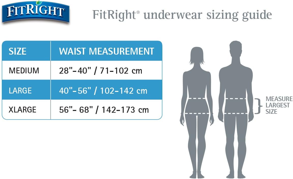 FitRight Ultra Adult Incontinence Underwear, Heavy Absorbency, Large, 40 - 56, 4 Packs of 20 (80 Total) : Health & Household
