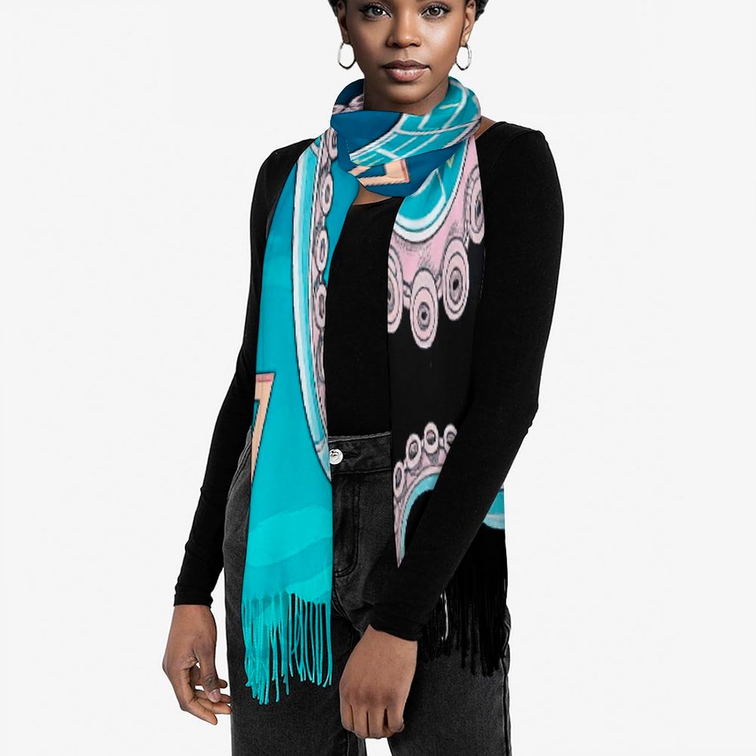 Mechanical Octopus Scarf for Women Men Classic Fashion Blanket Scarves Soft Cashmere Feel Scarf Cold Weather Warm Long Shawl Winter Large Scarves Classic Blanket Scarfs Thick