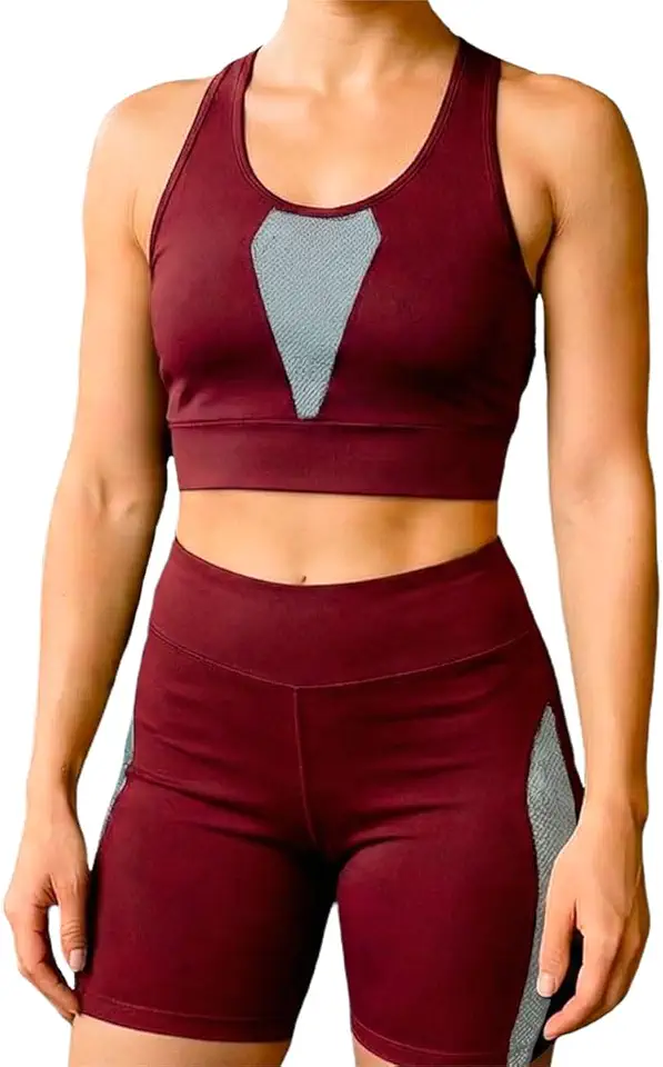 Conjunto Feminino de Academia Fitness Top Short Zero Transparência Alta Compressão 2 Bolsos Legging