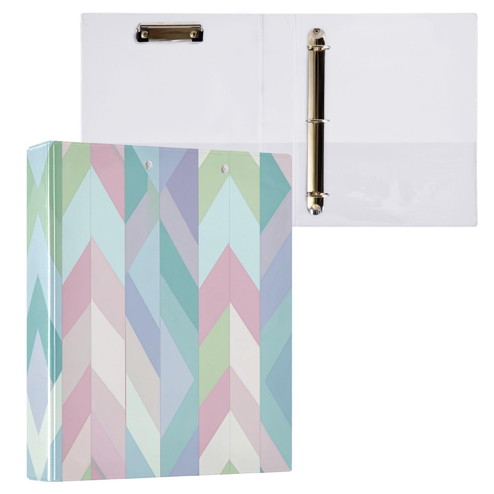 3 raccoglitori ad anelli da 3,8 cm, a zigzag, decorativi, rotondi, con clip in metallo, organizer per casa e ufficio, confezione da 2