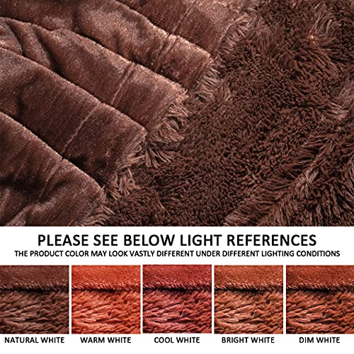 Yusoki Brown Faux Fur Throw Blanket,2 Layers,50" X 60", Soft Fuzzy Fluffy Plush Furry Comfy Warm Blanket For Men Couch Bed Chair Sofa Bedroom Gift #TOP5