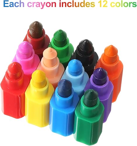 Miniatura 2 de Crayones apilables apilables para construir lápices coloridos para suministros de oficina escolar, 12 colores (12 piezas)