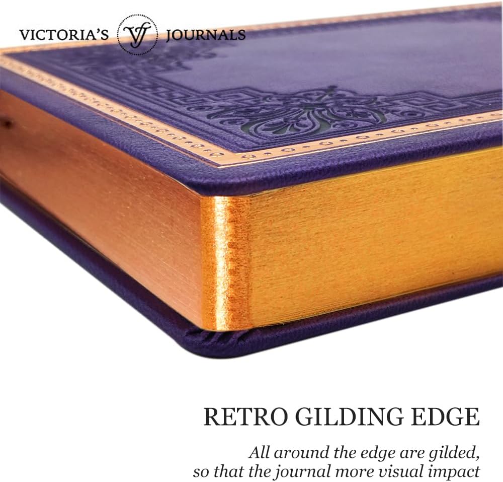 VICTORIA'S JOURNALS Leatherette Vintage Hard Cover Lined Journal and Magnet Closure Carving Vintage Journal Bundle
