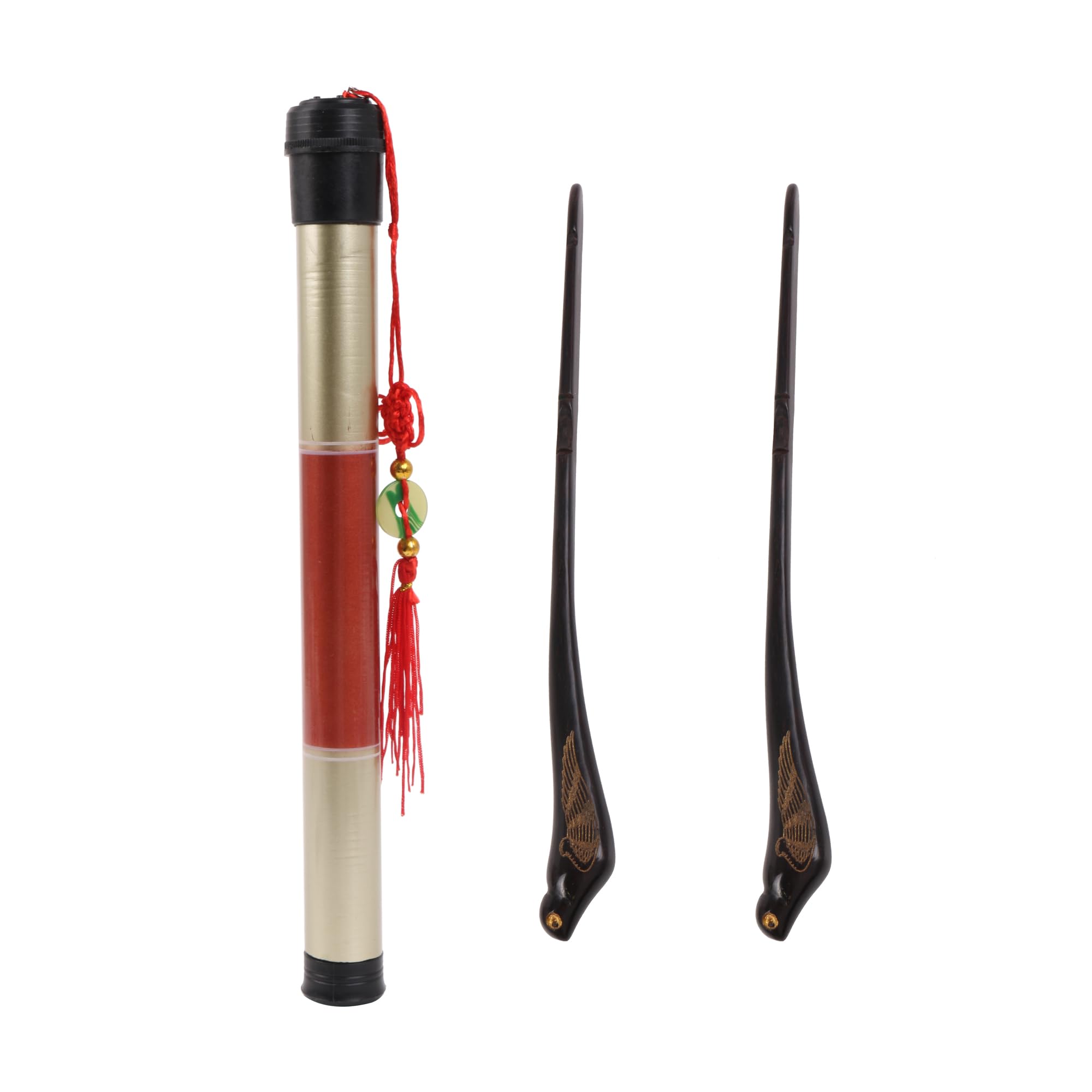 Sevender 2 Pcs Dulcimer Mallets, Ebony Handle, 9.6" Length, 102g, Black