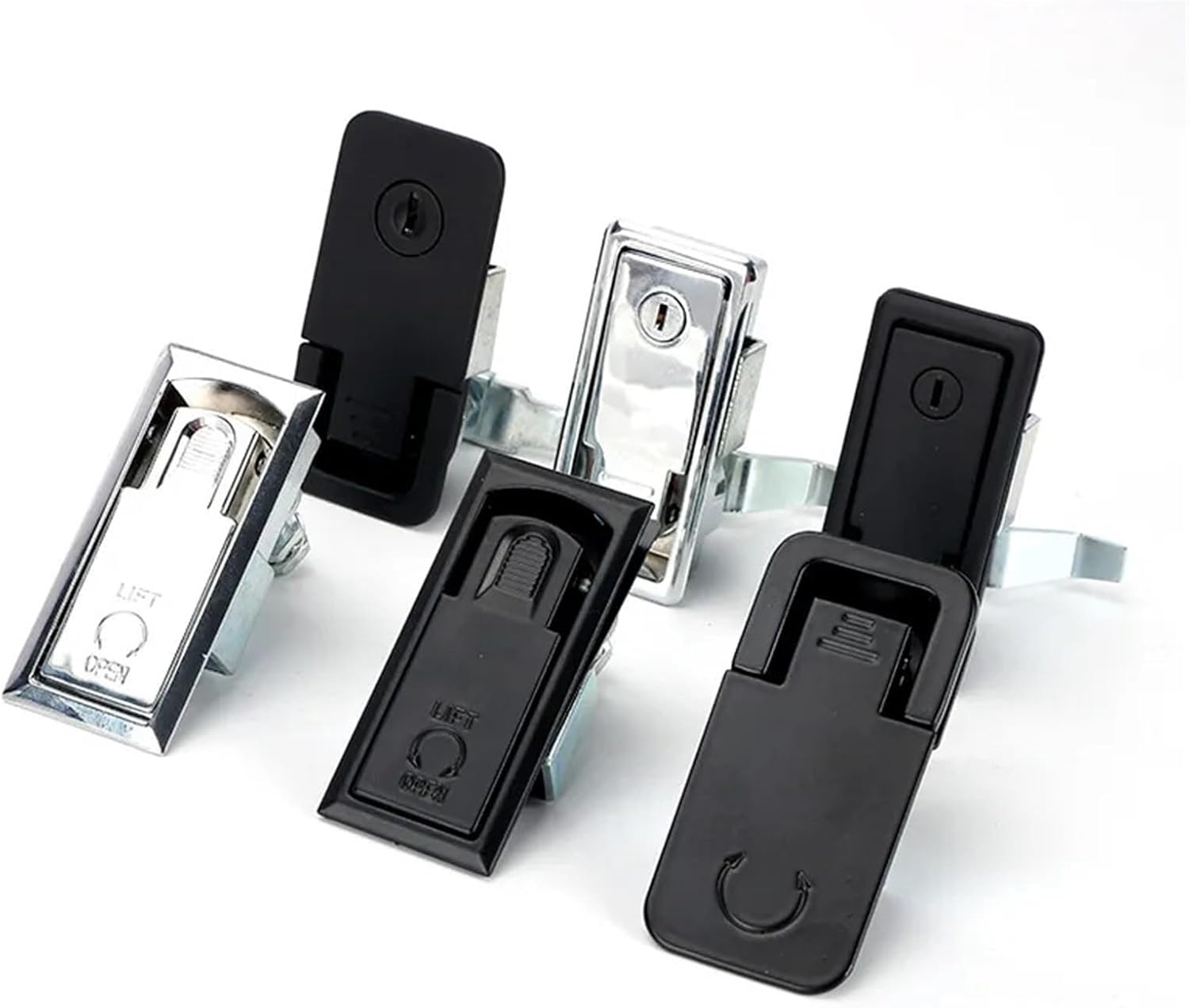 MS726 Adjustable Grip Compression Latch with Key Handle Cylinder Panel Lock 1Pcs(MS726-1A Black)