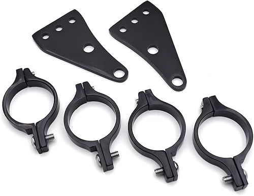Miniatura 9 de HTT - Abrazaderas de señal de giro para motocicleta, color negro, 1.614 in, soporte de montaje para faros delanteros, horquilla, picadora de oídos,