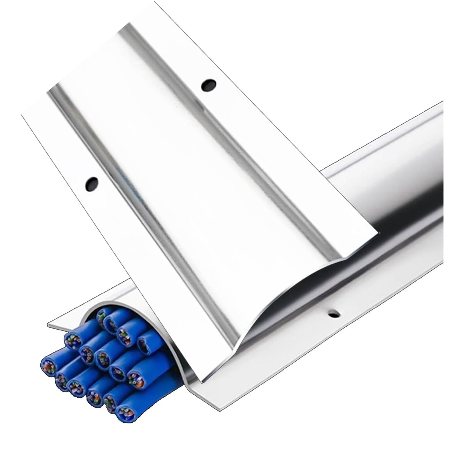 Canaleta para Cables Cubierta De Suelo Protectora De Cables De Acero Inoxidable, Canaleta Pasacables Semicircular para Soporte De Cables, Canaleta Decorativa Invisible(W 100mm/3.9in,10 pcs)