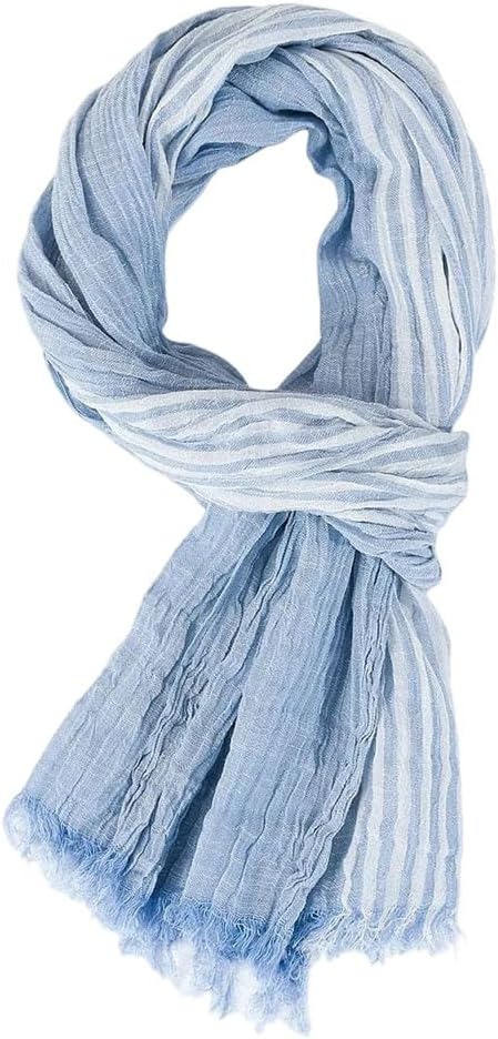 Spring Thin Stripe Scarf Soft Contrast Color Weaving Wrinkled Vintage Shawls Scarf For Men
