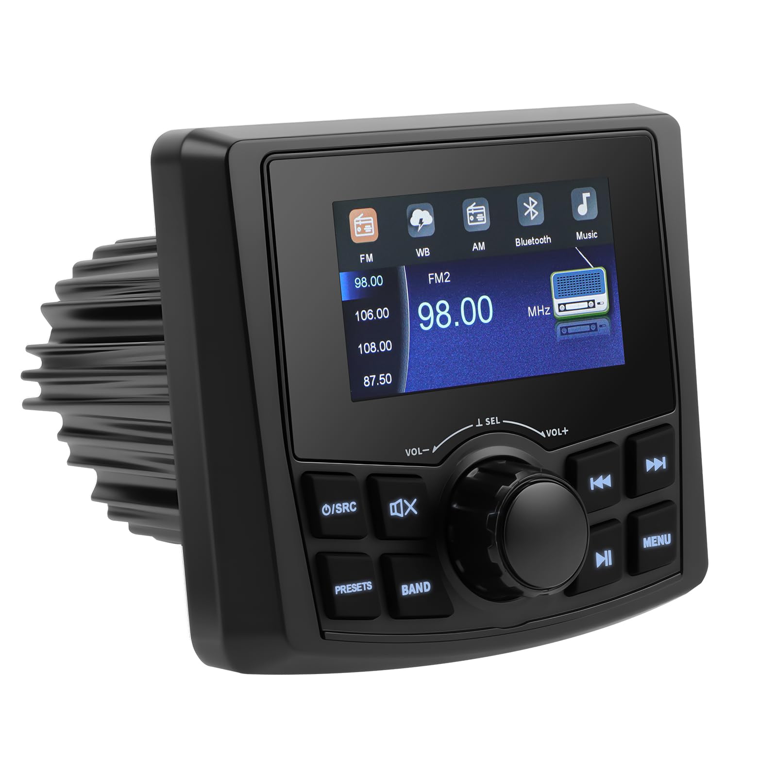Stereo Marino Per Barca BT5.0 Lettore MP5 FM/Am Radio Ricevitore IPX6 Impermeabile WHF Nautico Fisso per Marine Yacht Camper