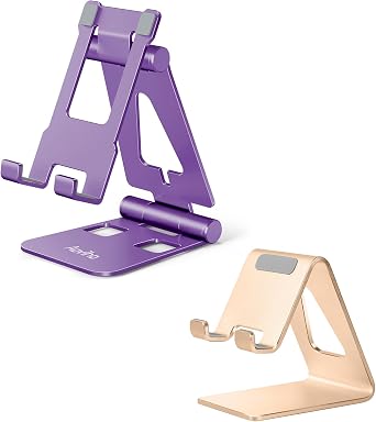 Aoviho 2-Pack Phone Stand Set Foldable & Desktop Models | Adjustable Holder for Desk, Travel, Office