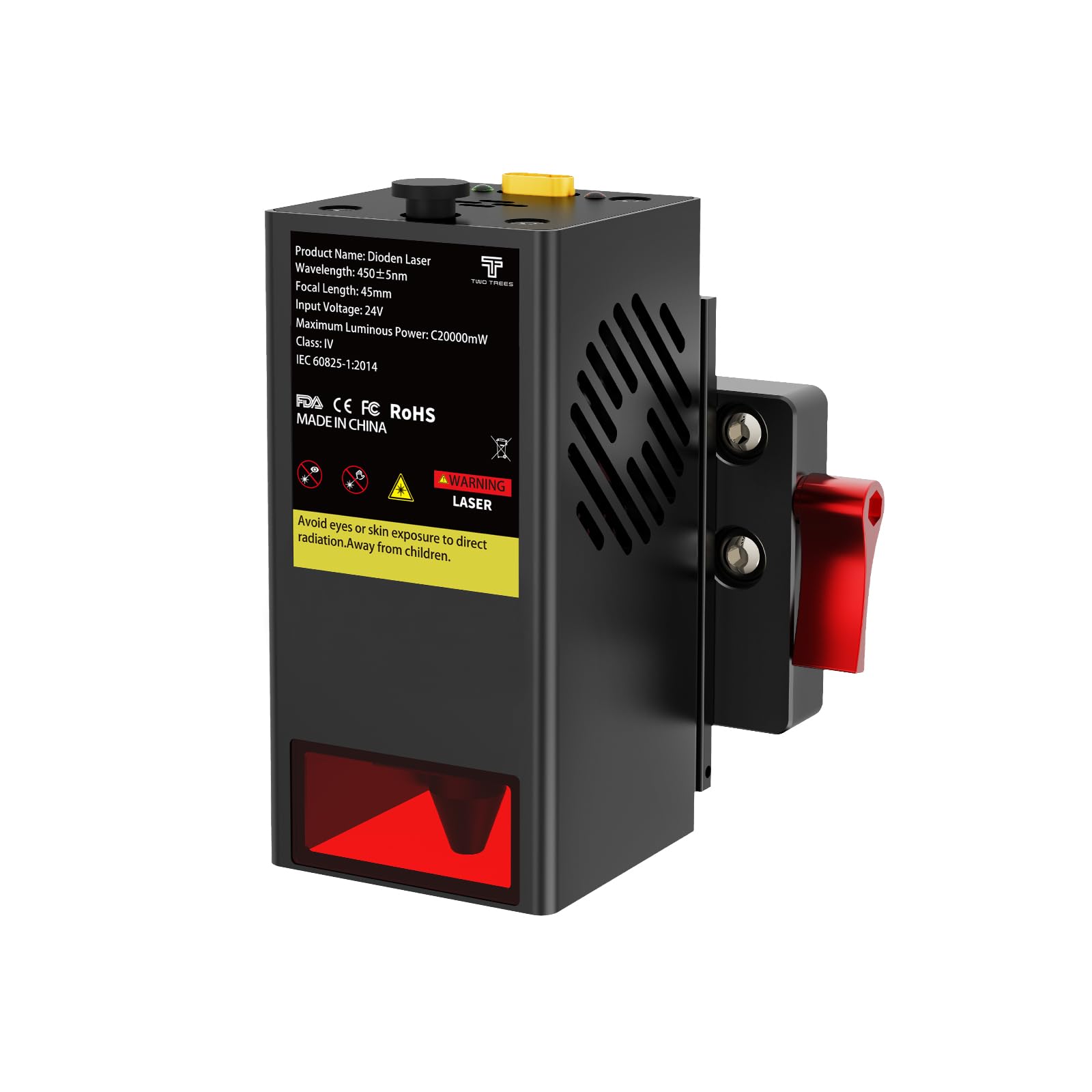 TwoTrees TC20 20W Lasermodul kompatibel mit CNC Fräsmaschine TTC450/TTC450 pro/TTC450 Ultra, für Holz, MDF, Edelstahl & Leder