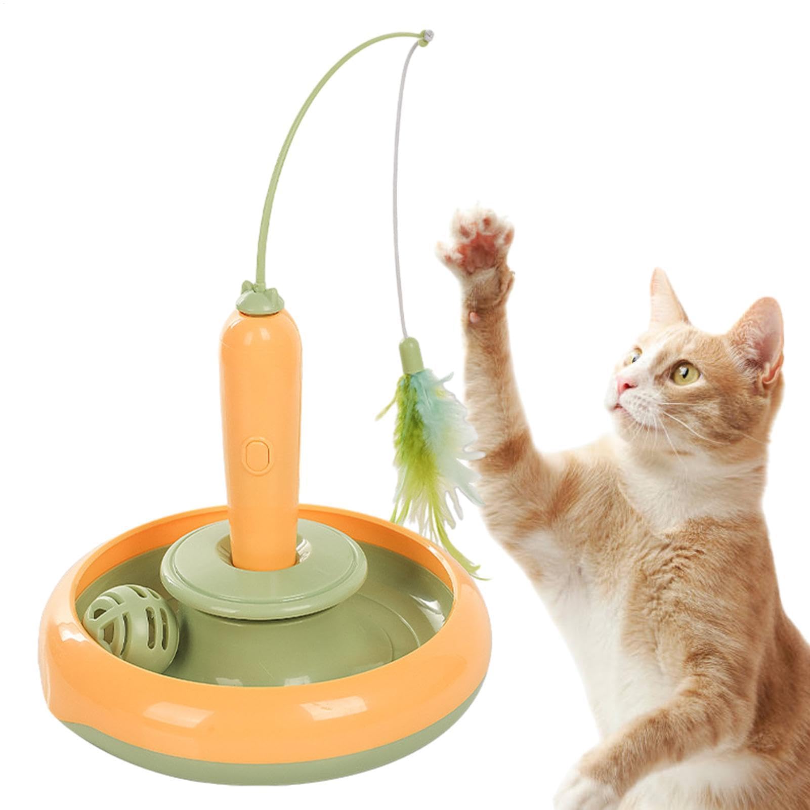 Jouets avec Plumes pour Chats - Jouets Drôle pour Chats Teaser avec Plumes, Jouet Interactif Multifonctionnel pour Chats pour Intérieurs | Jouet Électrique Réutilisable pour