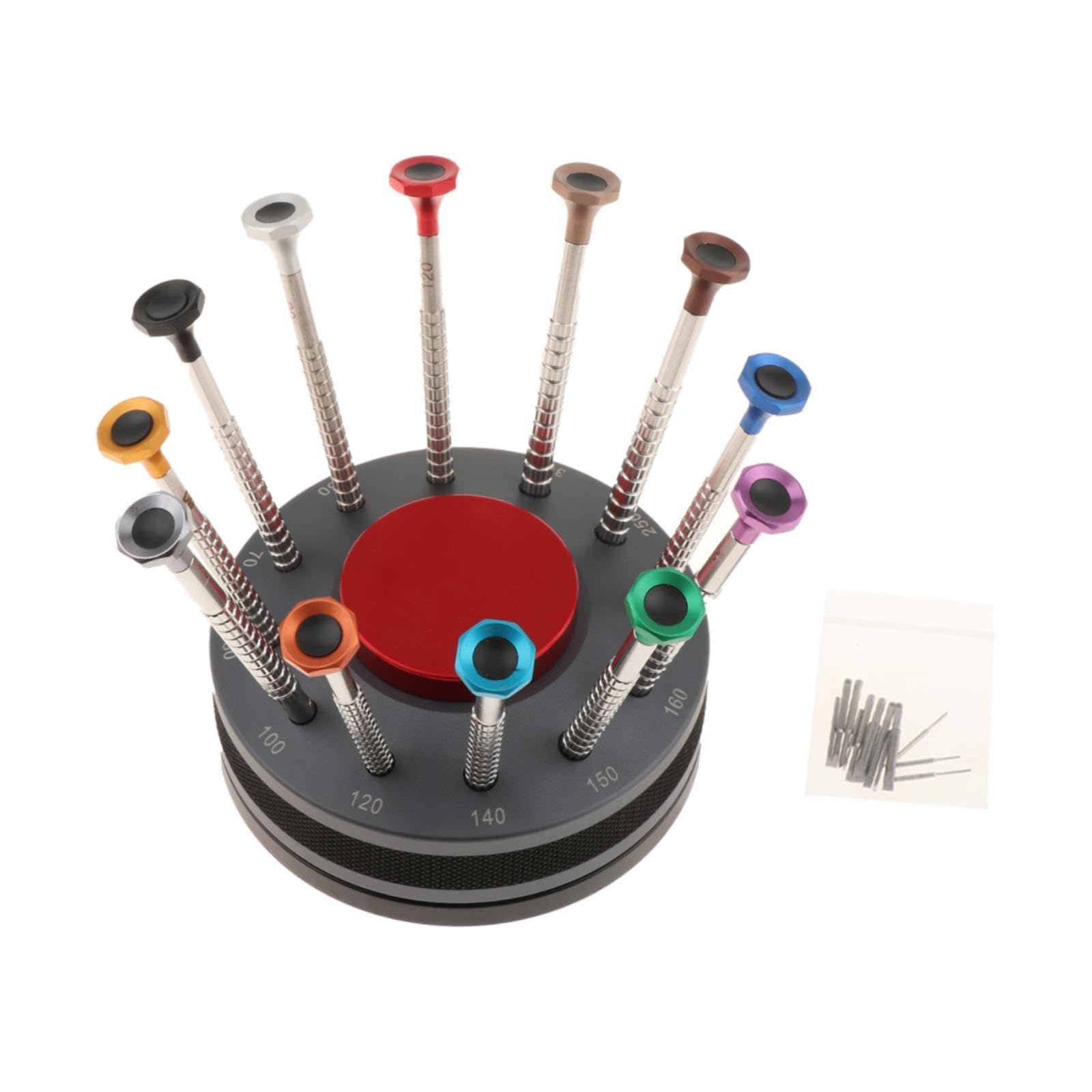 Qianly Juego de destornilladores para relojes, giratorios, ergonómicos, profesionales, para relojeros, kit de herramientas de reparación de relojes para, Base Gris