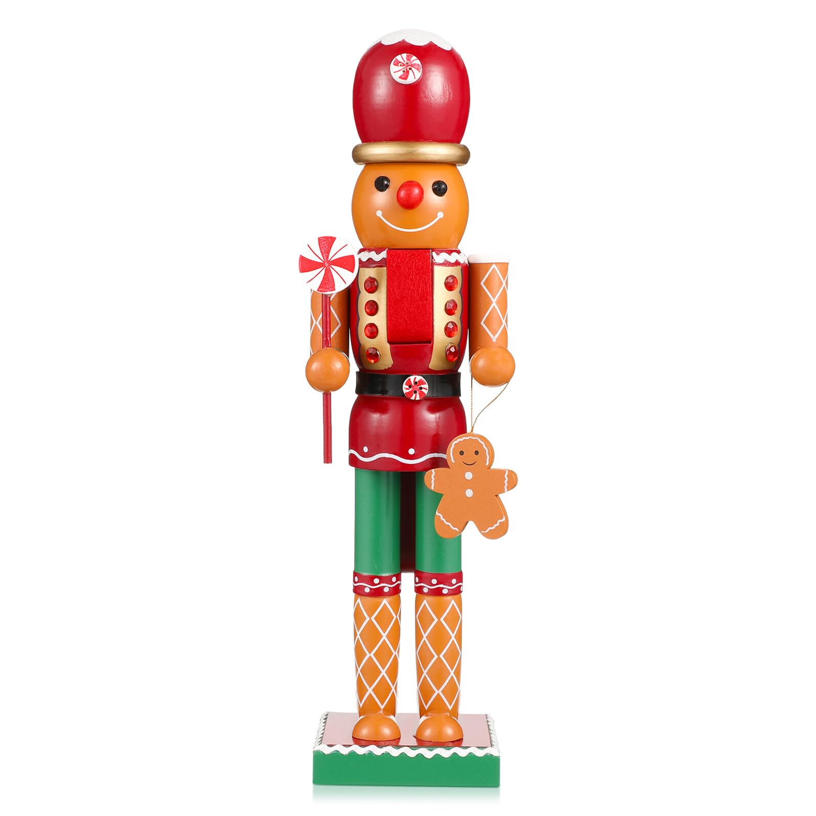 Toyvian Holz Weihnachts Nussknacker Figur 35cm Lebkuchenmann Ornament für Weihnachtsdekor Umweltfreundliche Weihnachtsdeko für Festliche Home Partygestaltung