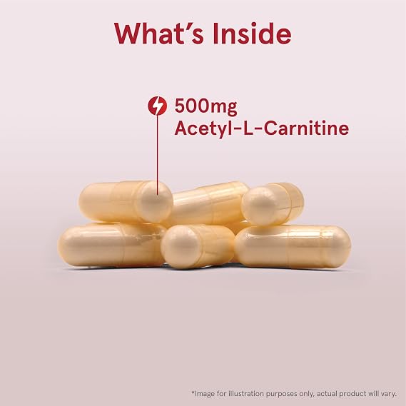 Jarrow Formulas Acetyl L-Carnitine Capsules - 500 mg - 60 Count - For Brain Health & Fatty Acid Metabolism - Vegetable Capsules - Non-GMO - Gluten Free