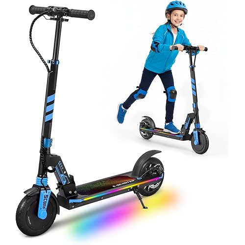 Electric Scooter for Kids, 200W Motor, 12 MPH & 12 Mile Range, Foldable Kick Scooter with Safe Non-Zero Start, Dual Brakes, Maxload 220 lbs, 8'' Honeycomb Tires, for Commuting, School, Teens' Gift