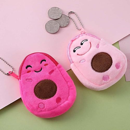 Miniatura 6 de ZHIQIAN Monederos de peluche de aguacate, bolsas de monedas suaves con cremalleras, bonitos regalos de dibujos animados para niñas, mini monedero