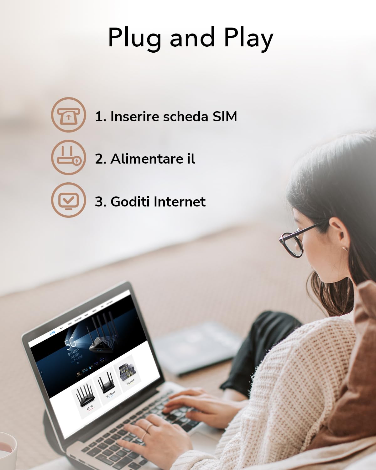 Cudy Router 4G+ LTE Cat.6 300 Mbps WiFi AC 1200 Mbps, Qualcomm Chipset, 4 x SMA per Antenna Estern, Dual SIM, Dual Band AC1200, 4 porte Gigabit, OpenVPN, WireGuard, Blocco banda, TTL, a comando