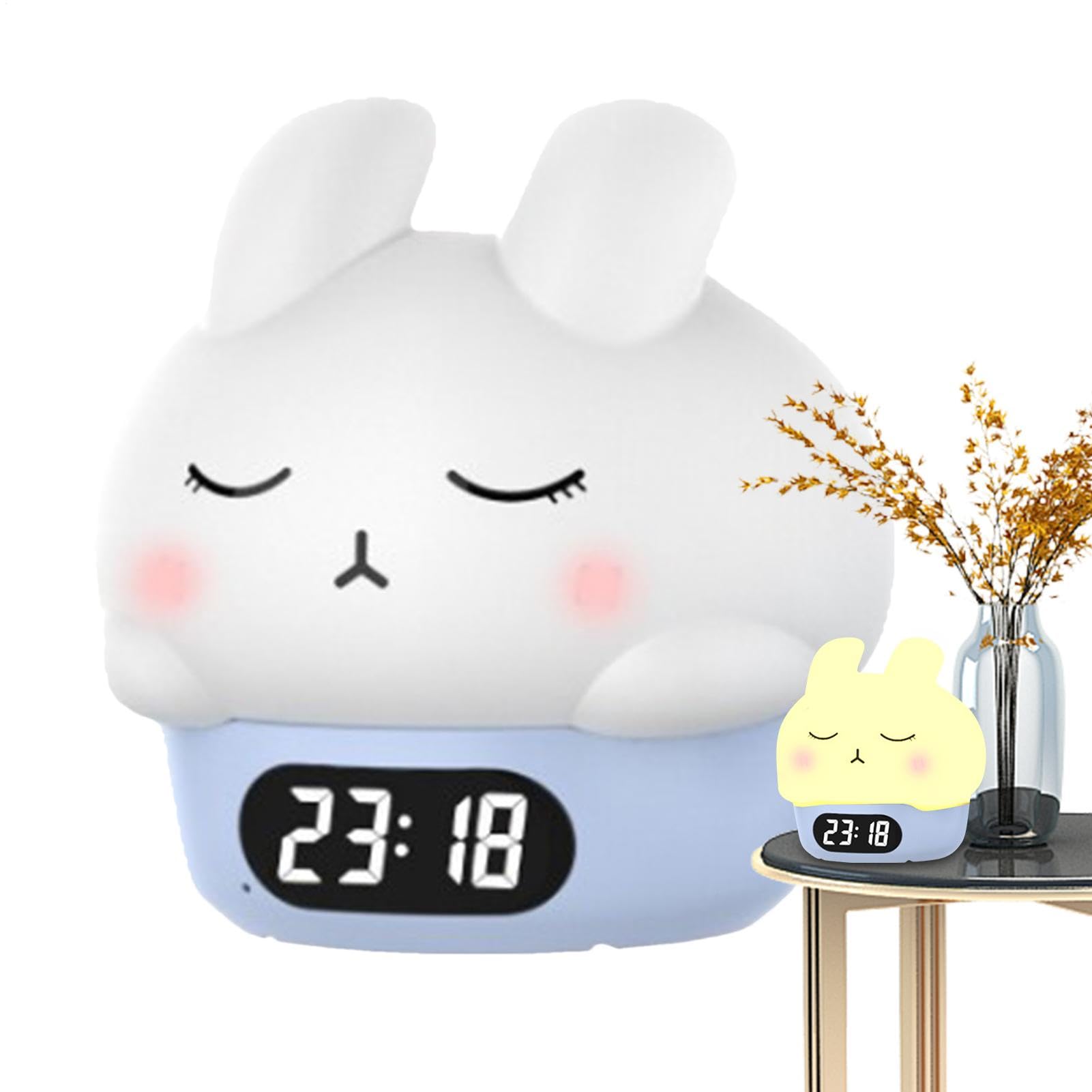 Veilleuse lapin réveil enfant avec alarme et sleep trainer réglable