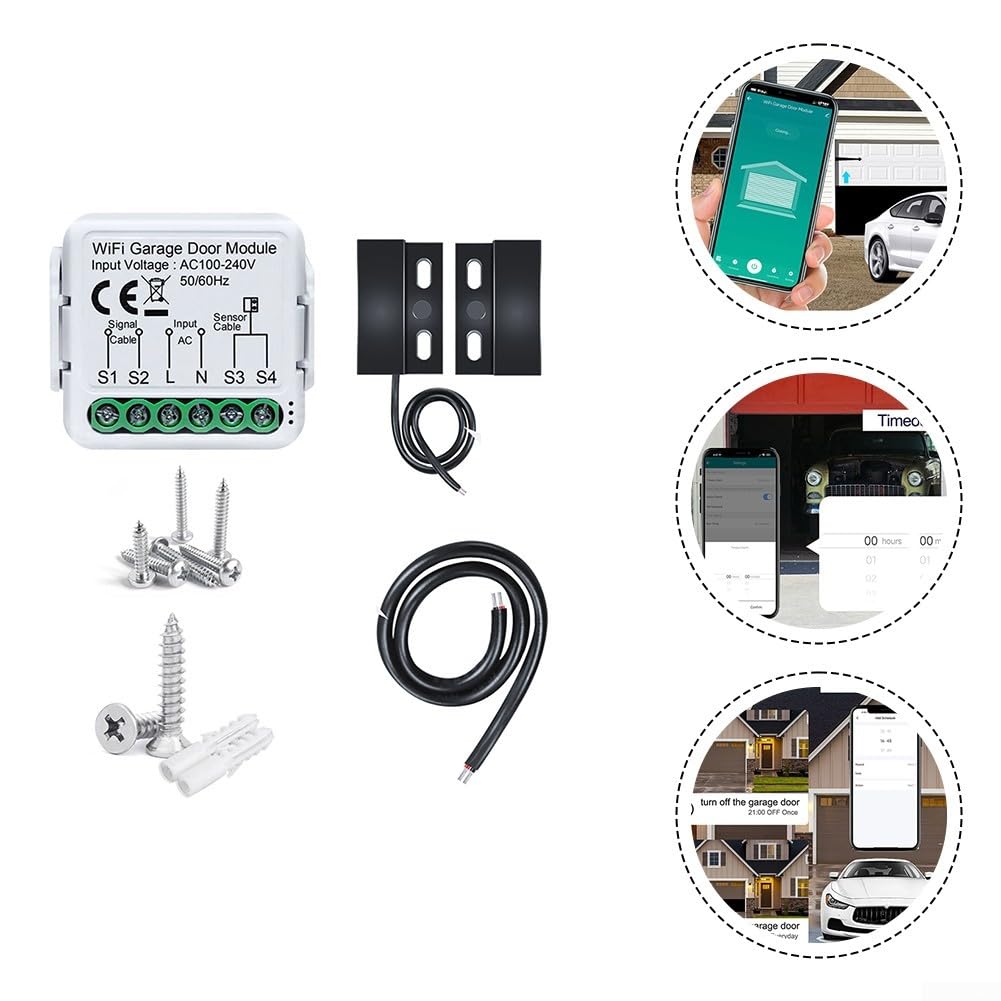 Módulo de puerta de garaje WiFi, para aplicación Tuya, controlador inteligente de puerta de garaje, abridor de sensores de puerta de garaje en tiempo real, control remoto y voz