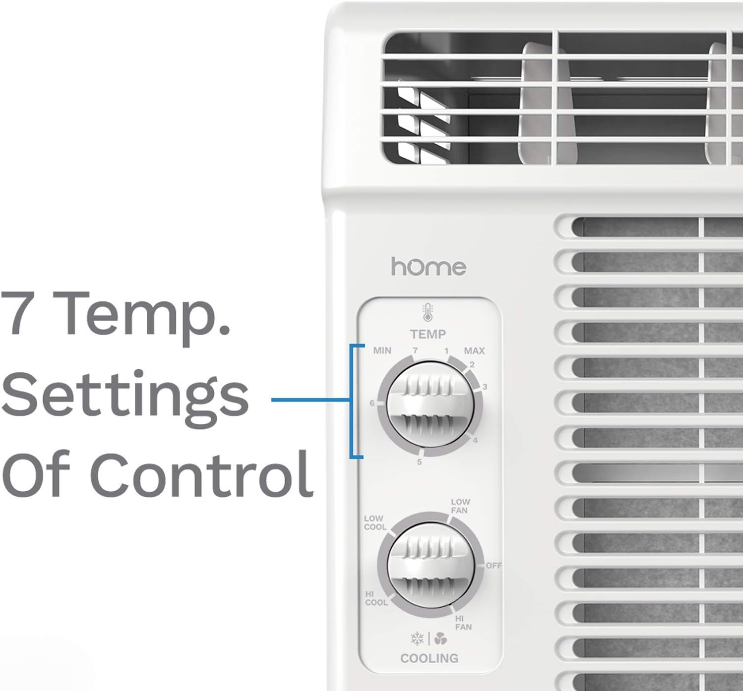 hOmeLabs 5000 BTU Window Mounted Air Conditioner - 7-Speed Window AC Unit Small Quiet Mechanical Controls 2 Cool and Fan Settings with Installation Kit Leaf Guards Washable Filter - Indoor Room AC