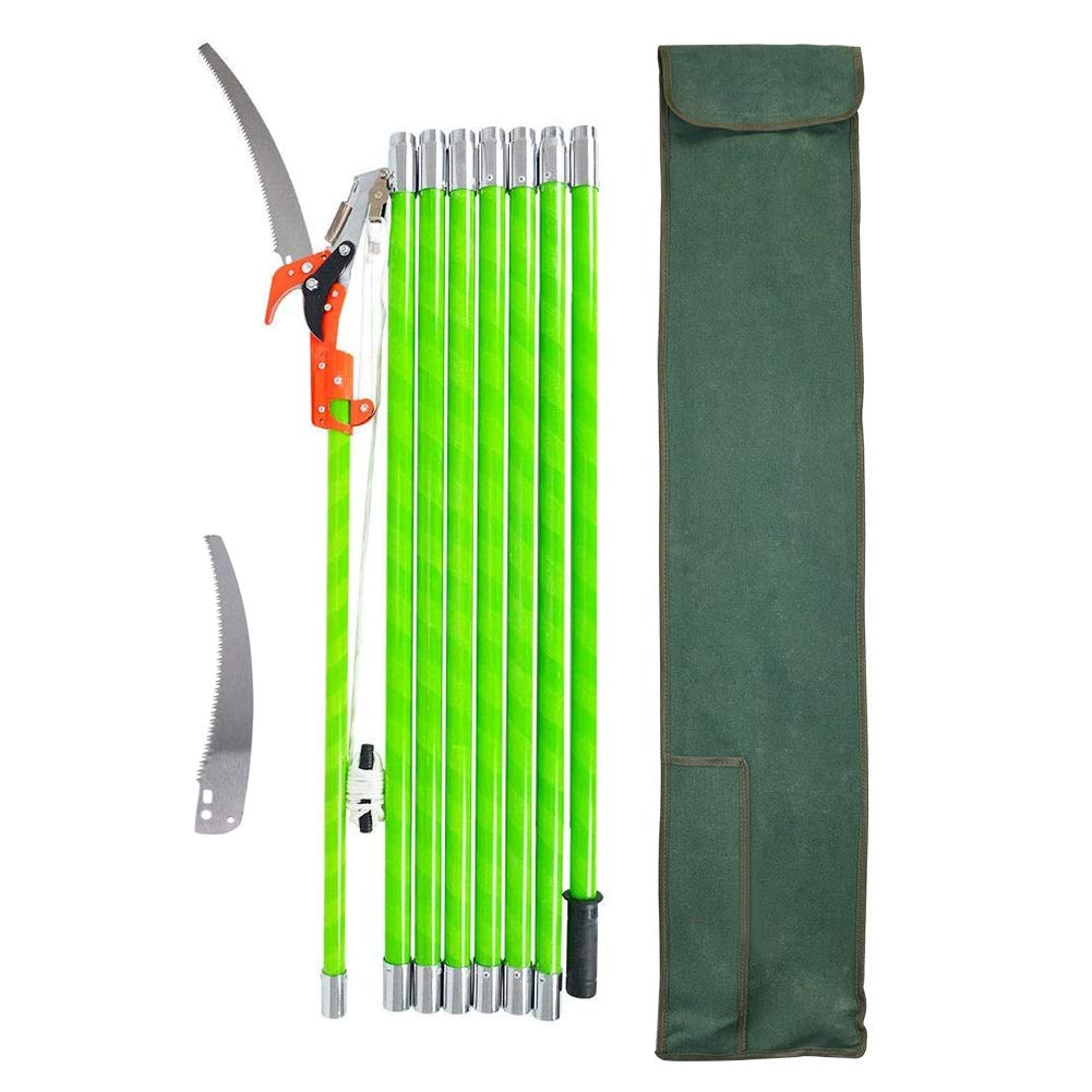 HiHydro 26 Foot Tree Trimmer Pole Manual Pruner Cutter Set Extension Cut Tree Branch Garden Tools Loppers Hand Pole Saws