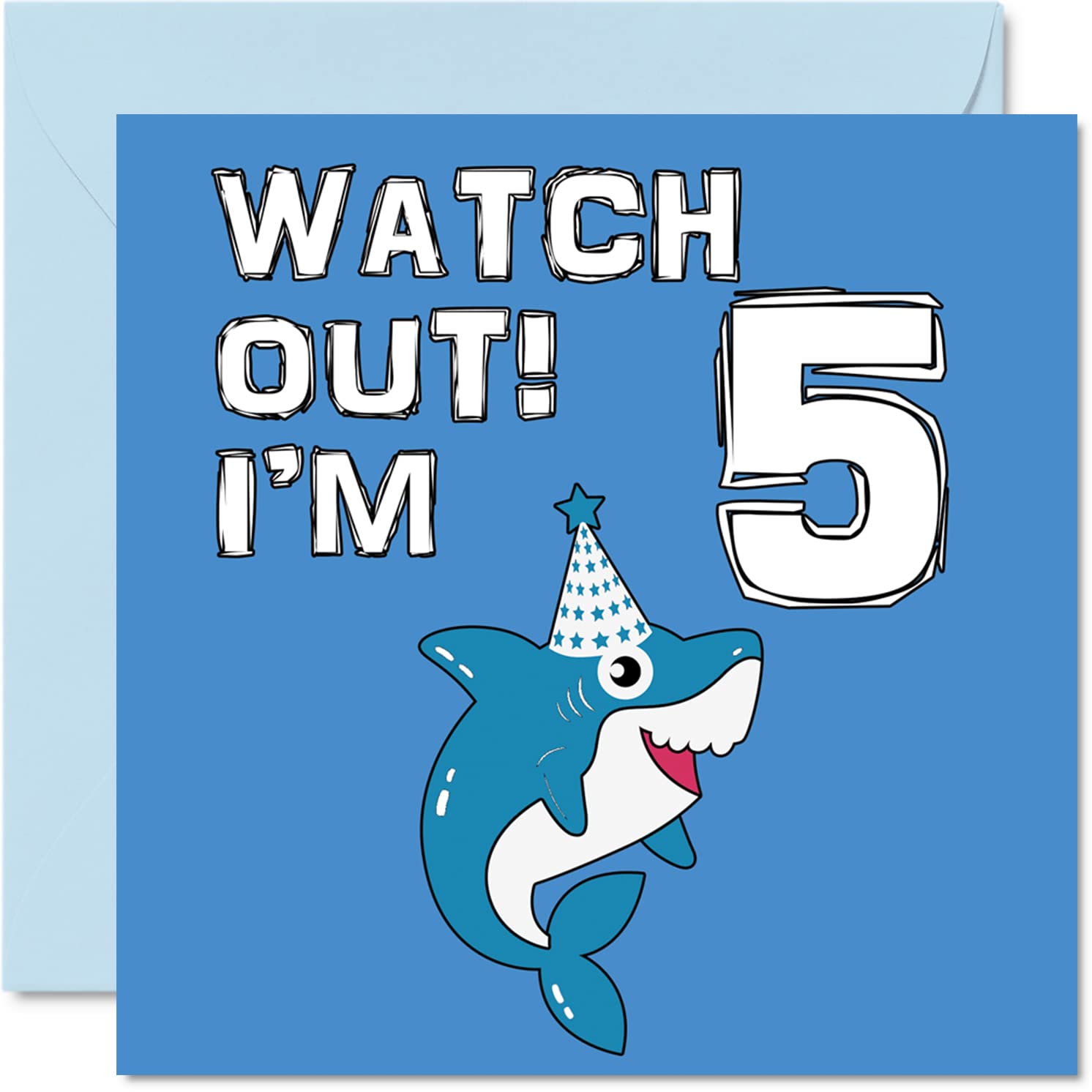 5th Birthday Card Boy, Shark Watch Out