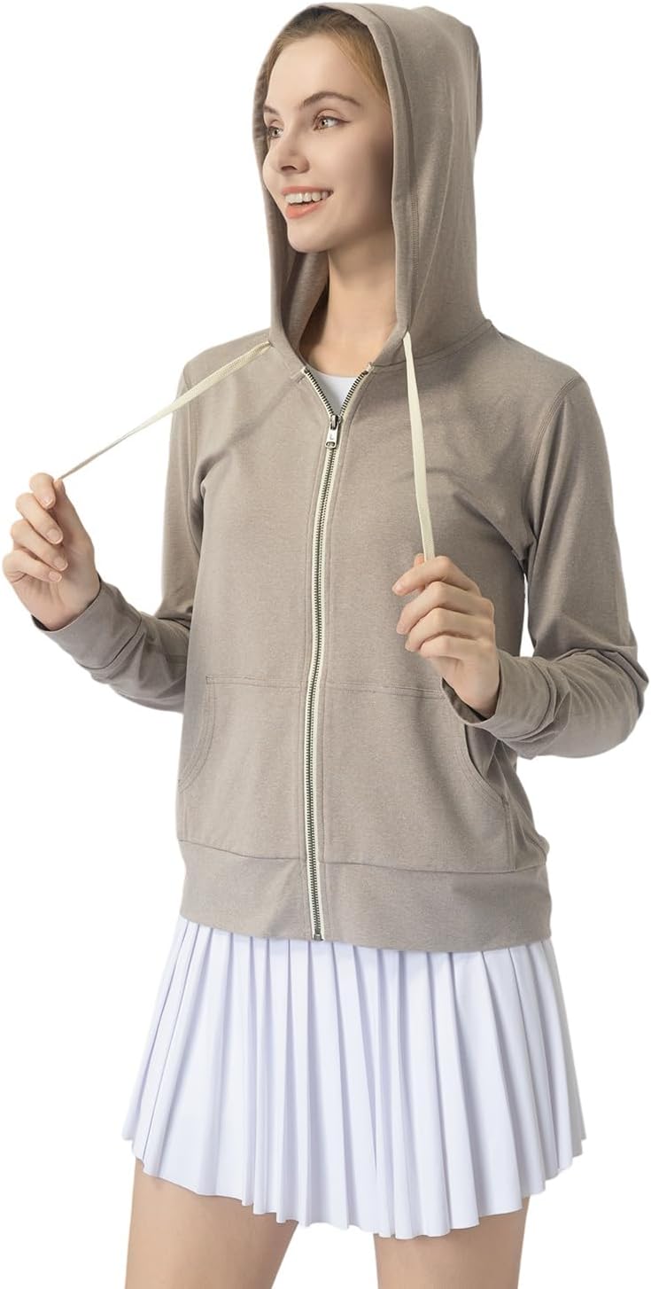 Women's Stretch Athletic Full Zip Hoodie - Kangaroo Pockets, Comfort Workout Jacket for Active & Relaxed Days