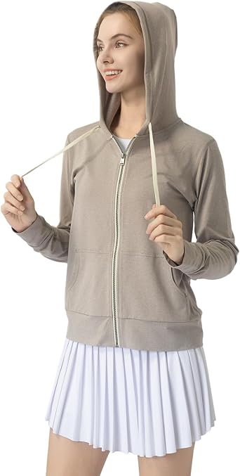 Womens Stretch Athletic Full Zip Hoodie - Kangaroo Pockets, Comfort Workout Jacket for Active & Relaxed Days